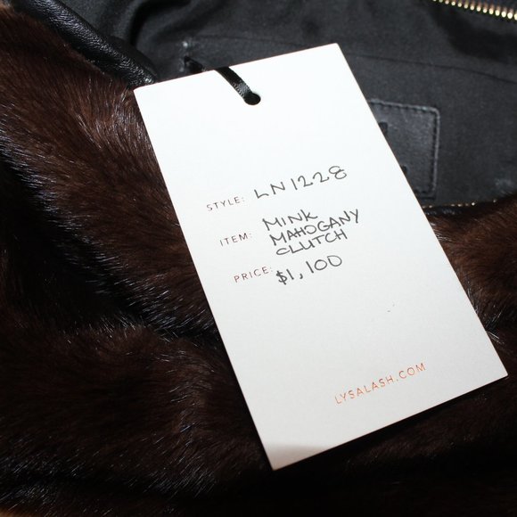 LYSA LASH Real Fur Mink Mahogany Clutch NWT - Picture 5 of 5